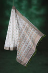 Ivory Bloom Cotton Silk Saree with Tassels
