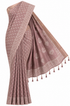 Taupe Brown Chanderi Silk Saree