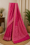 Rani Pink Hand Block Print Cotton Saree
