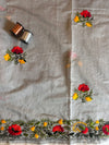 Moonlit Garden Hand Embroidered Cotton Mix Saree