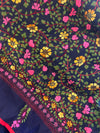 Gulbahar Embroidered Navy Cotton Mix Saree