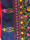 Gulbahar Embroidered Navy Cotton Mix Saree