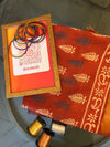 Rust Red Leaf Motif Saree
