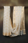 Ivory White Woven Saree with Gold Motifs